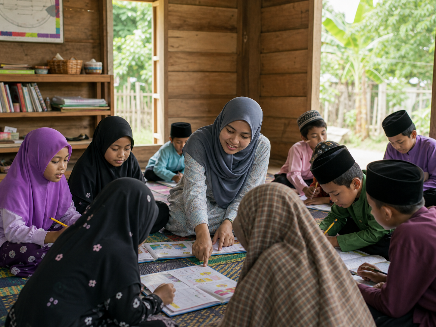 Children learning in a community education centre